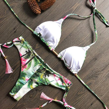 将图片加载到图库查看器,Popular Women's Beachwear Bikini Set Swimwear Push-Up Padded Swimsuit Floral Bikini Set Low Rise Ruffled Two Pieces Swimsuit Push Up Bathing Suit Swimwear