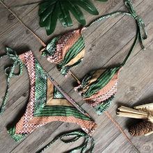 将图片加载到图库查看器,Popular Women's Beachwear Bikini Set Swimwear Push-Up Padded Swimsuit Floral Bikini Set Low Rise Ruffled Two Pieces Swimsuit Push Up Bathing Suit Swimwear