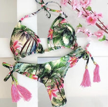 将图片加载到图库查看器,Popular Women's Beachwear Bikini Set Swimwear Push-Up Padded Swimsuit Floral Bikini Set Low Rise Ruffled Two Pieces Swimsuit Push Up Bathing Suit Swimwear