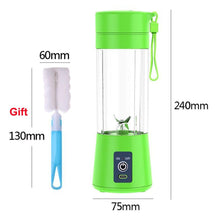 Load image into Gallery viewer, Portable Blender Mini Mixer Electric Juicer Machine Fresh Fruit Juice Blender Smoothie Maker Blender Cup Bottle A Travel Kitchen Portable USB Electric Fruit Juicer Squeezer Bottle Kitchen Tool for Orange Lemon