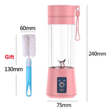 Load image into Gallery viewer, Portable Blender Mini Mixer Electric Juicer Machine Fresh Fruit Juice Blender Smoothie Maker Blender Cup Bottle A Travel Kitchen Portable USB Electric Fruit Juicer Squeezer Bottle Kitchen Tool for Orange Lemon