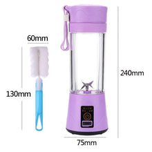 Load image into Gallery viewer, Portable Blender Mini Mixer Electric Juicer Machine Fresh Fruit Juice Blender Smoothie Maker Blender Cup Bottle A Travel Kitchen Portable USB Electric Fruit Juicer Squeezer Bottle Kitchen Tool for Orange Lemon