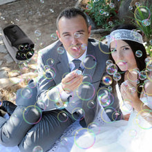 将图片加载到图库查看器,Portable Bubble Blowing Machine with 2 Speeds Handle 3000-4000 Bubbles Per Minute Plug-In Battery Powered