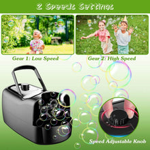 将图片加载到图库查看器,Portable Bubble Blowing Machine with 2 Speeds Handle 3000-4000 Bubbles Per Minute Plug-In Battery Powered
