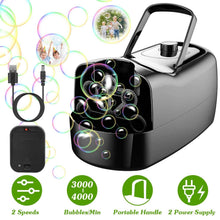 将图片加载到图库查看器,Portable Bubble Blowing Machine with 2 Speeds Handle 3000-4000 Bubbles Per Minute Plug-In Battery Powered