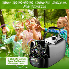 将图片加载到图库查看器,Portable Bubble Blowing Machine with 2 Speeds Handle 3000-4000 Bubbles Per Minute Plug-In Battery Powered