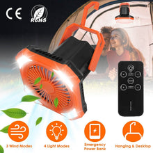 Load image into Gallery viewer, Portable Camping Lantern Fan 10000mAh Battery Powered with 4 Light Modes