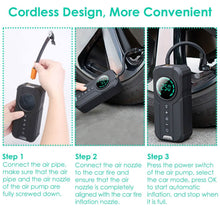 Load image into Gallery viewer, Portable Car Compressor Wireless Electric Air Pump 150 PSI with LED Light