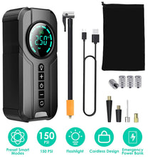 Load image into Gallery viewer, Portable Car Compressor Wireless Electric Air Pump 150 PSI with LED Light