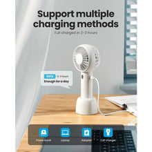 Load image into Gallery viewer, Portable Fan Mini Handheld Fan USB Rechargeable 3 Speed Personal Handheld Small Pocket Fan with Base for Indoor Outdoor Handheld Fan Mini Portable Fan Rechargeable Battery Fan Cute Design 3 Speed Dual Motors Personal Small Desk Fan with Base