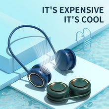 将图片加载到图库查看器,Portable Hanging Neck Fan 3-Speed Adjustable Twin Turbo USB Charge Folding Storage Silent Fans Cool Summer Work Sports Equipment Neck Hanging Cooling Fan USB Rechargeable 3 Speed Portable Bladeless Cooler Fan