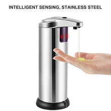 Load image into Gallery viewer, Portable Soap Dispensers Stainless Steel Automatic Liquid Dispenser Smart Sensor 250ML Hand Wash Sanitizer Touchless Automatic Soap Dispenser Infrared Motion Sensor Dish Liquid Hands Free Auto Hand Soap Dispenser For Bathroom and Kitchen