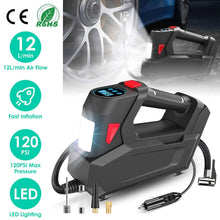Load image into Gallery viewer, Portable Tire Inflator 120 PSI Maximum 90W Powered Tire Pump with Digital Display LED