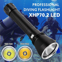 Load image into Gallery viewer, Powerful LED Rechargeable Dive Flashlight Cree Diving Flashlight Underwater Waterproof High Lumen LED Scuba Diving Torch Flashlight For Scuba Diving Underwater Torch