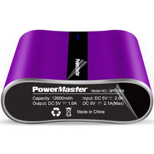 Load image into Gallery viewer, Powermaster 12000mAh Portable Charger with Dual USB Ports 3.1A Output