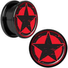 将图片加载到图库查看器,Black Red Distressed Star Black Anodized Screw Fit Plug Set 18mm