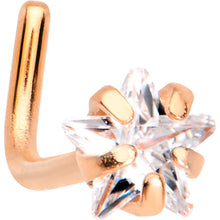 Load image into Gallery viewer, 20G 1/4 Clear Star 3mm CZ Gem Rose Gold IP L-Shape Nose Ring