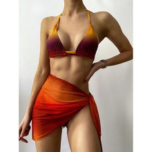 将图片加载到图库查看器,Print Swimsuit 3 Piece Mesh Bikini Set Women's Ribbed Floral Bikini Set Tie Side Swimsuit Cover Ups Daisy Butterfly Print Three Piece Bikini Swimwear Triangle Micro Bikini String Halter Swimwear Women Low Waist Bathing Suit