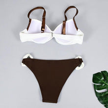 将图片加载到图库查看器,Print Swimwear Women Bikini Solid Push Up Swimsuit Female Bikini Set Beachwear Bathing Suit Swimming High Waist Swimsuits With Boy Shorts Triangle Top Stripes Halter Bikini Two Piece Bathing Suits