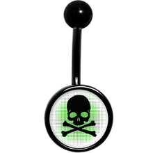 将图片加载到图库查看器,Green Black Skull Black Belly Ring