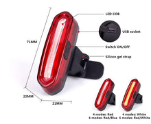 Load image into Gallery viewer, Rechargeable LED USB Mountain Bike Tail Light Taillight Safety Warning Bicycle Rear Light Bicycle Lamp Red High Intensity Rear LED Accessories Fits On Any Road Bikes Helmets