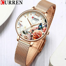 Load image into Gallery viewer, Womens Watches With Decoupage Flower Patterns And Details Of Large Roman Numbers