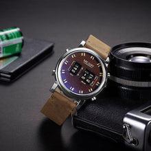 Load image into Gallery viewer, New Military Sport Watches Luxury Brown Leather Strap Quartz Wrist Watch Stylish Roller Watch For Men