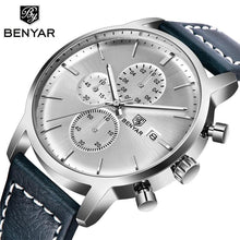 将图片加载到图库查看器,Business Watch Men Fashion Waterproof Military Chronograph Sport Quartz Wristwatch Leather Bracelet