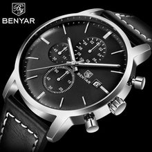 将图片加载到图库查看器,Business Watch Men Fashion Waterproof Military Chronograph Sport Quartz Wristwatch Leather Bracelet