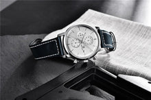 将图片加载到图库查看器,Business Watch Men Fashion Waterproof Military Chronograph Sport Quartz Wristwatch Leather Bracelet