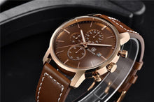 将图片加载到图库查看器,Business Watch Men Fashion Waterproof Military Chronograph Sport Quartz Wristwatch Leather Bracelet
