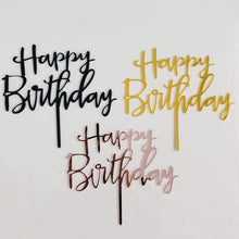 Load image into Gallery viewer, Happy Birthday Cake Topper Gold Cake Topper Acrylic Cake Topper Happy Birthday Cake Topper Cake Decoration Acrylic Letter Cake Toppers Party Supplies Happy Birthday Black Cake Decorations