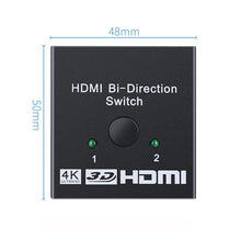 将图片加载到图库查看器,4K HDMI Switch Splitter 2 Ports Bi-Directional HDMI Switch 2 Port Display Selector Switcher Splitter Supports Ultra HD 4K 1080P 3D HDR For HDTV Gaming
