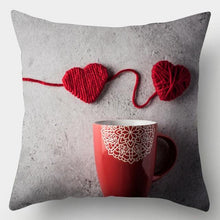 Load image into Gallery viewer, Valentines Day Red Heart And Flowers Pillow Cover Decorative Cushion Case Home Decor Sofa Couch Bedroom Car Flower Pillow Covers Love Pillow Covers Decorative Linen Square Throw Pillow Covers Couple Cushion Cases Home Decor for Sofa Bedroom Car 45x45cm