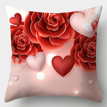 Load image into Gallery viewer, Valentines Day Red Heart And Flowers Pillow Cover Decorative Cushion Case Home Decor Sofa Couch Bedroom Car Flower Pillow Covers Love Pillow Covers Decorative Linen Square Throw Pillow Covers Couple Cushion Cases Home Decor for Sofa Bedroom Car 45x45cm