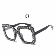 Load image into Gallery viewer, Oversized Sunglasses Square Diamond Sunglasses Women Retro Sunglasses Luxury & Diamond Square Shape Sunglasses For Women Branded Attractive Any Size Crystal Sun Glasses For Ladies Gradient Classic Mirror & Decent Shades