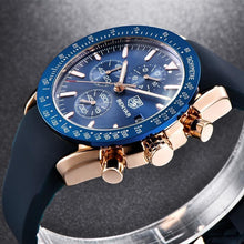 将图片加载到图库查看器,2021 Blue Men Watch Luxury Design Watches Silicone Band Male Wrist Watches Men's Chronograph Round Watch