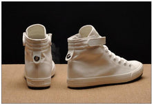 将图片加载到图库查看器,Fashion New Mens Light Breathable Canvas Casual Black White High Top Solid Color Sneakers Shoes Vulcanized Mens Sports Walking Jogging Non Slip Athletic Sneakers