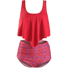 将图片加载到图库查看器,Women High Waist Bikini Plus Size Swimwear Summer Swimsuit Beach Bathing Suit Ruffle Bikini Floral Printed Ruffle High Waist Bikini Set Women's Tummy Control Bathing Suit Swimsuit Flounce Peplum