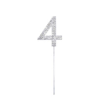 Load image into Gallery viewer, 1Pc Glitter Alloy Rhinestone Number Cake Toppers Pieces Silver Glitter Number Cake Toppers Double Sided Twinkle Happy Birthday Cake Topper Cupcake Toppers For Wedding Baby Shower Birthday Decoration Wedding Gold Silver Digital Cakes Dessert Decor