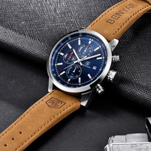 Load image into Gallery viewer, Stylish Wrist Watch For Men Genuine Leather Strap Watch Perfect Quartz Movement And Scratch Resistant Analog Chronograph Business Watches