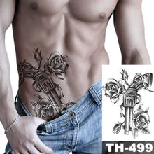 Load image into Gallery viewer, Gladiator Temporary Tattoo Sticker Flower Waterproof Big Modern Womens Mens Body Tattoo Luxury Design