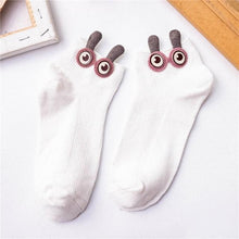 将图片加载到图库查看器,New Fashion Spring Summer Cute Cartoon 3D Big Eyes 3D Rabbit Eared Short Tube Socks Novelty Funny Soft Cotton Ankle Socks For Men And Women