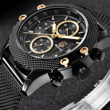 Load image into Gallery viewer, Sport Chronograph Fashion Luxury Men Watches Mesh & Rubber Band Waterproof Quartz Gold Watch For Men