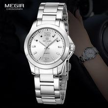 Load image into Gallery viewer, New Silver Round Women Watch Waterproof Quartz Wristwatch Modern Shine Style For Women's
