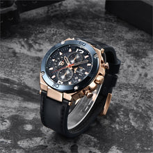 Load image into Gallery viewer, Multifunction Luxury 2021 Men's Watch Quartz Genuine Leather Strap Sport Chronograph Waterproof Men Wrist Watch