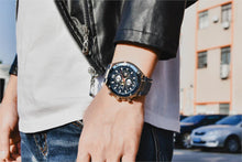 Load image into Gallery viewer, Multifunction Luxury 2021 Men's Watch Quartz Genuine Leather Strap Sport Chronograph Waterproof Men Wrist Watch