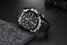 Load image into Gallery viewer, Multifunction Luxury 2021 Men's Watch Quartz Genuine Leather Strap Sport Chronograph Waterproof Men Wrist Watch