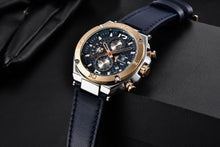 Load image into Gallery viewer, Multifunction Luxury 2021 Men's Watch Quartz Genuine Leather Strap Sport Chronograph Waterproof Men Wrist Watch