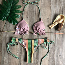 Load image into Gallery viewer, Women Push-up Bikini Swimwear Adjustable Swimsuit Bathing Suit Beachwear Women's Tie Bikini Lace Up Bottom String Swimsuit Bandage Swim Beach Wear Summer Comfortable Bikini Set